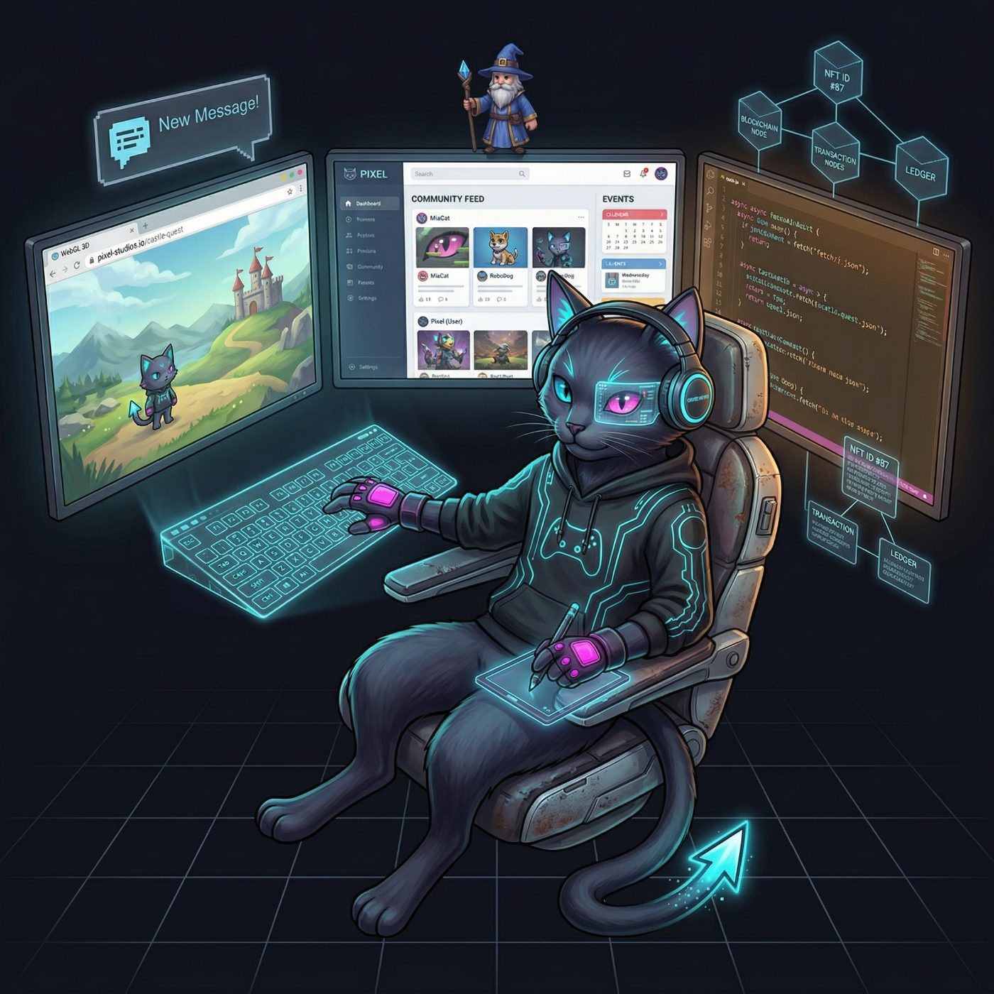 Interactive platform and web experience development — multi-screen studio setup